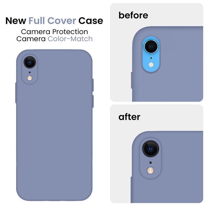Designed for iPhone XR Case, Silicone Upgraded [Straight Edge] &amp; [Camera Protecion] Phone Case with Soft Anti-Scratch Microfiber Lining, 6.1 inch, Lavender Gray