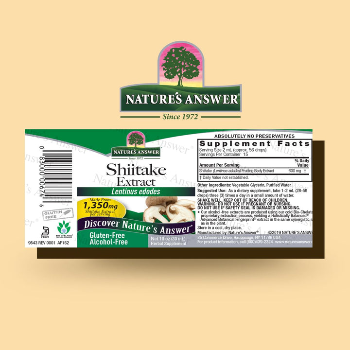 Nature&#39;s Answer Shiitake Mushroom Extract Alcohol Free 1 Fluid Ounce | Supports Health and Wellness