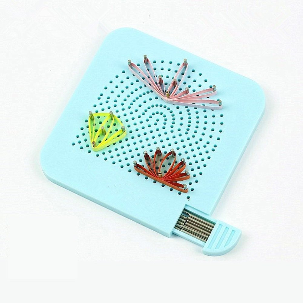 Quilling Tool Quil Board with Pins Storage Box, Grid Guide Quilling Board for Making Paper Strips