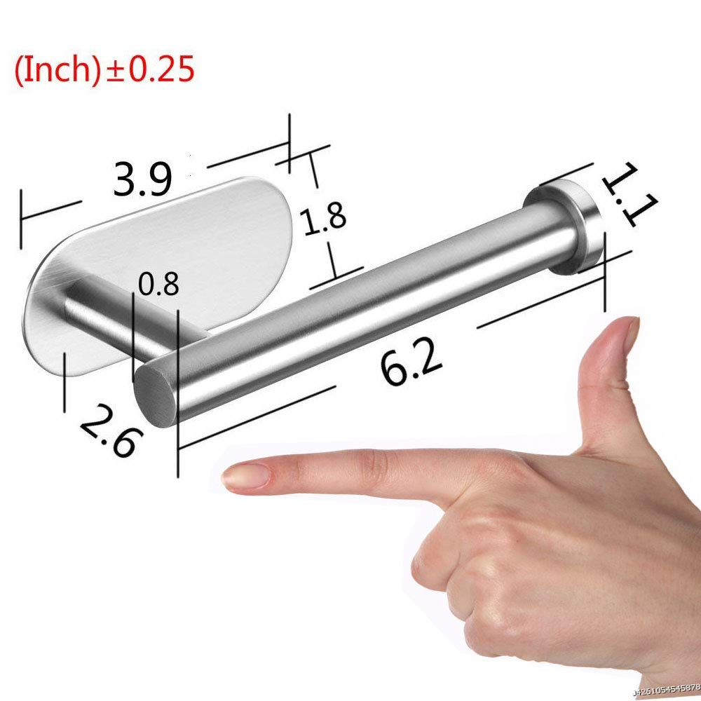 Adhesive Toilet Paper Holder, Roll Holder Small Space for Kitchen Bathroom Utility Hooks Stick on Wall Stainless Steel Brushed Nickel
