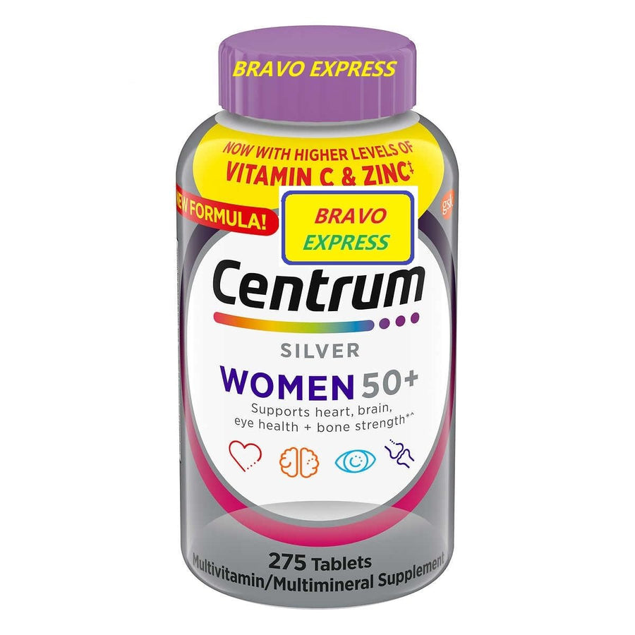 Bravo EXPRESSCentrum Silver Women 50+ 50 Plus Multivitamin, MultivitaminS, 275 Tablets, with Bravo Express Sticker