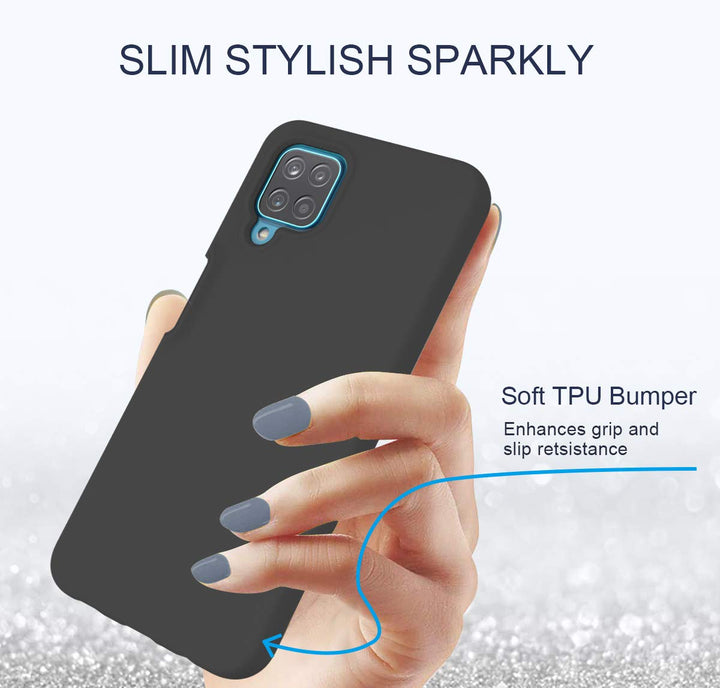 for Samsung Galaxy A12 Case with Built-in Screen Protector,Rugged PC Front Cover + Soft TPU Non-Slip Back Cover, Shockproof Full-Body Protective Case Cover (Black)