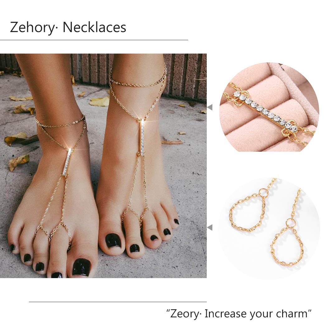 Boho Ring Anklets Gold Crystal Ankle Bracelets Summer Beach Charm Foot Jewelry Adjustable for Women (1PCS
