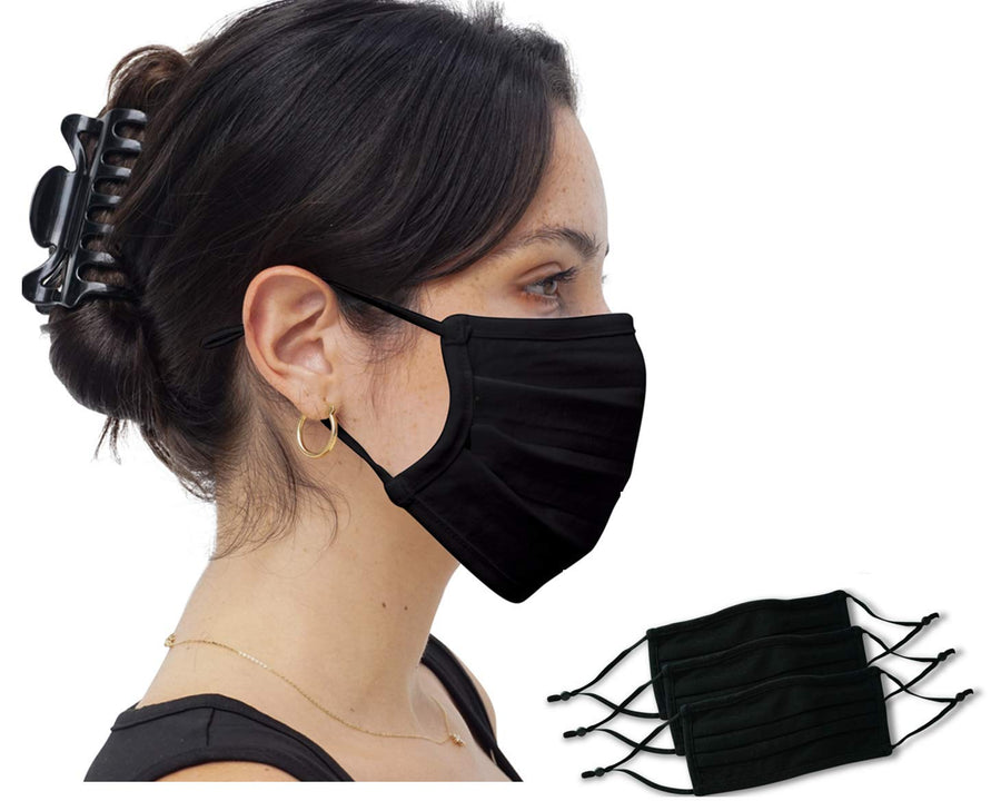 3 Pack Simlu Unisex Reusable Pleated Fabric Face Mask w
