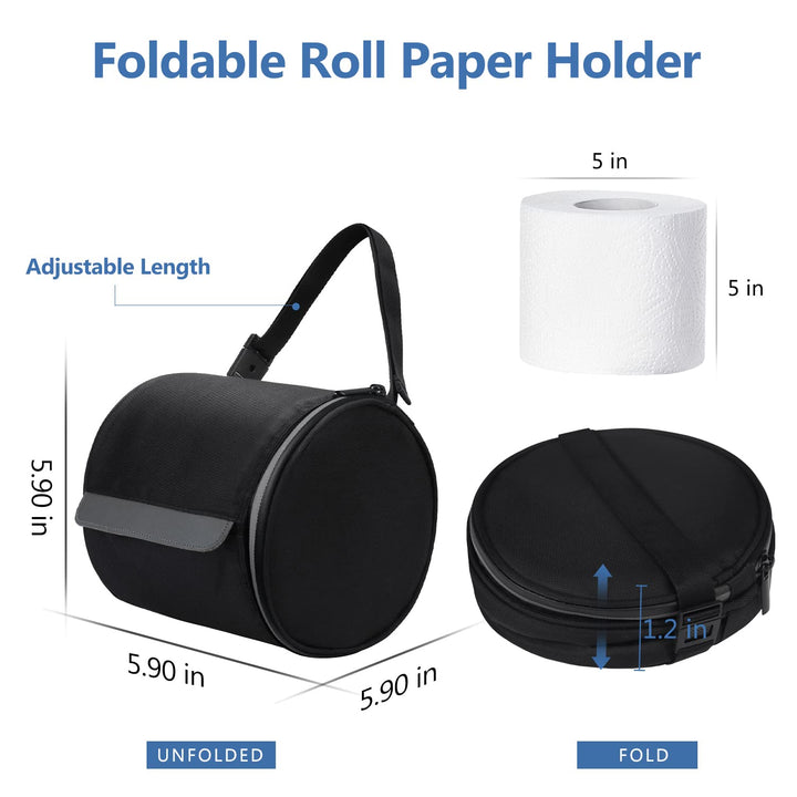 Hainging Toilet Paper Holder Waterproof Roll Tissue Holders Cat Dog Proof Toilet Paper Storage Bag with Adjustable Strap Portable Roll Paper Cover for Camping Bathroom RV Car Travel