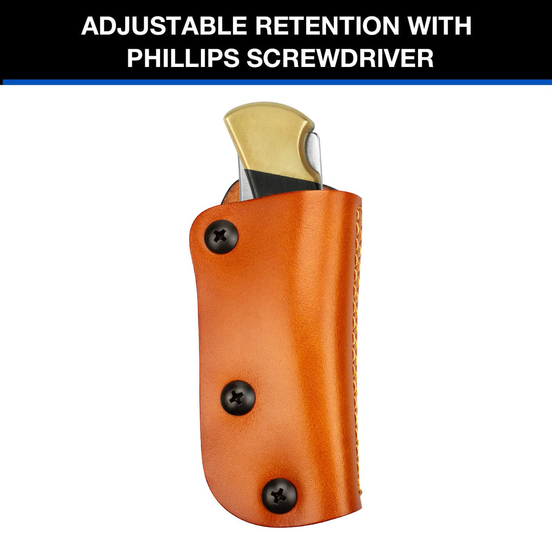 GUN &amp; FLOWER Handmade Leather Sheath for the Buck 110 &amp; 112 Ranger Folding Knife (Knife not included), Retention Adjustable, Fit 1.5&#39;&#39; and 1.75&#39;&#39; Wide Belt