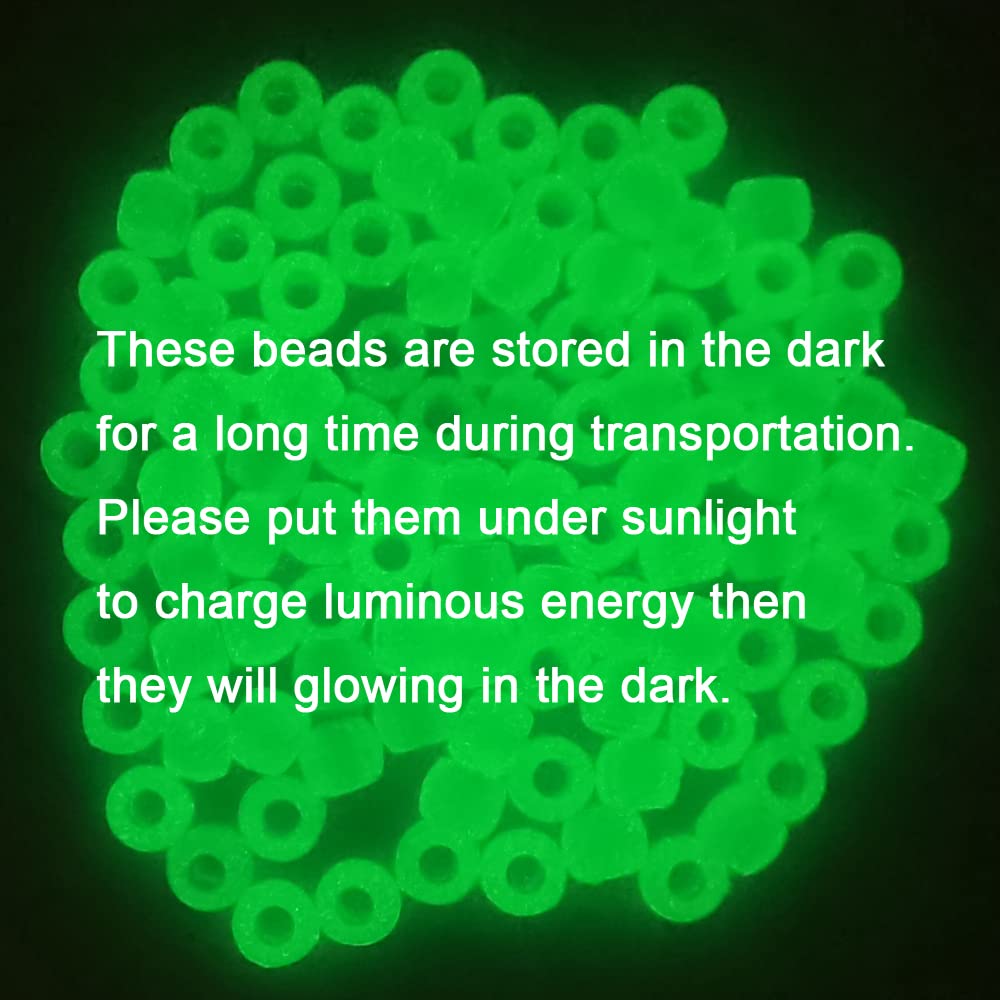 700pcs UV Pony Beads Luminous Beads Changing UV Reactive Plastic Beads Glow in The Dark Fun for Jewerly Bracelets Making 8x6mm