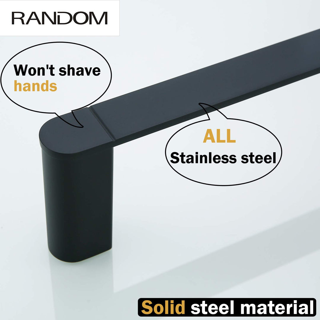 Matte Black Towel Bar Rack Holder Rod 18 inch Hand Towel Holder for Bathroom Kitchen Heavy Duty Hardware Accessories Wall Mount Contemporary Hotel Style.96026-2-18MB