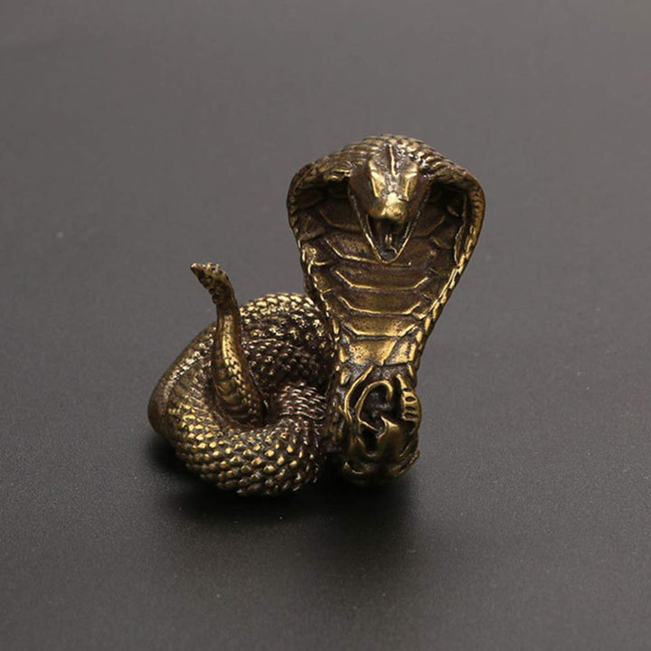 Brass Cobra Snake Statue, Chinese Zodiac Snake Figurine Cobra Sculpture Desktop Adornment Home Decor Collectible 1Pc