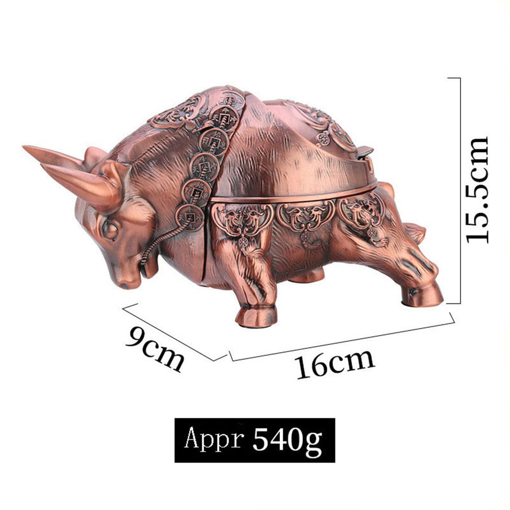 K COOL Vintage Windproof Bull Ashtray for Cigarettes wi