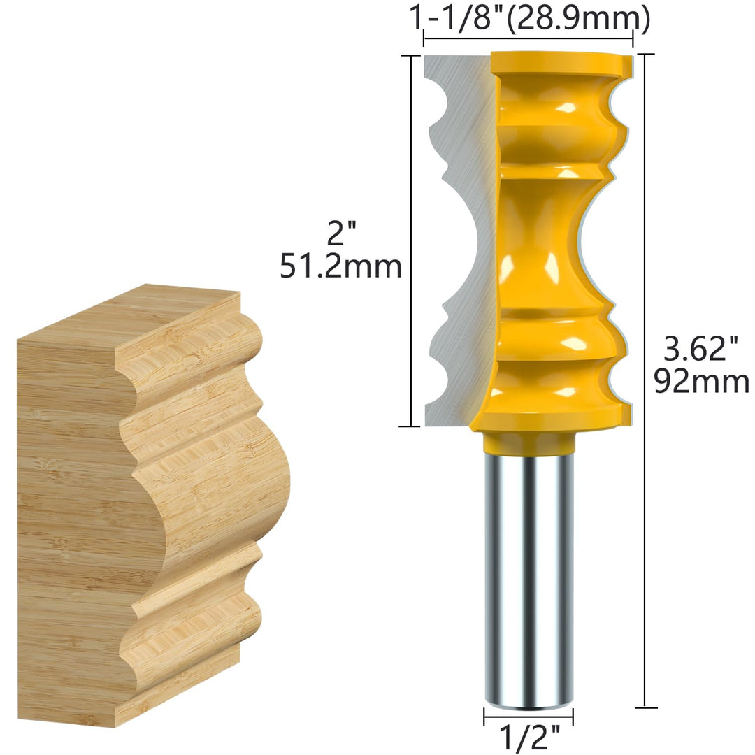 1/2 Inch Shank Architectural Molding Router Bit Set Crown Molding Router Bit Bullnose Bead Column Face Molding Router Bit for Woodworking Tools