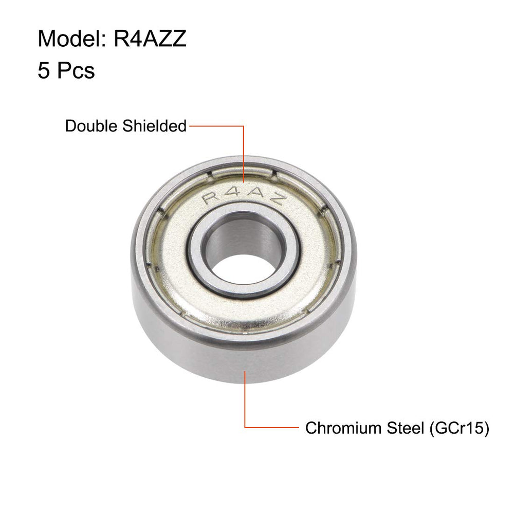 R4AZZ Deep Groove Ball Bearings 1/4 x 3/4 x 9/32 Double Shielded Chrome Steel P6(ABEC3) 5pcs