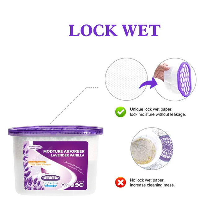 Lavender Vanilla Moisture Absorber Box,Odor Eliminator and Dehumidifier Boxes for Closet,Bedroom,Kitchen,Bathroom-6 Packs,Cups - Traps Moisture for Fresher, Cleaner Air Purple