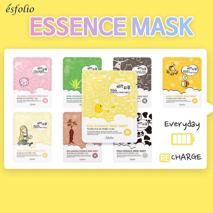 Esfolio Pure Skin Mask Box, Egg Essence, 11.8 Ounce