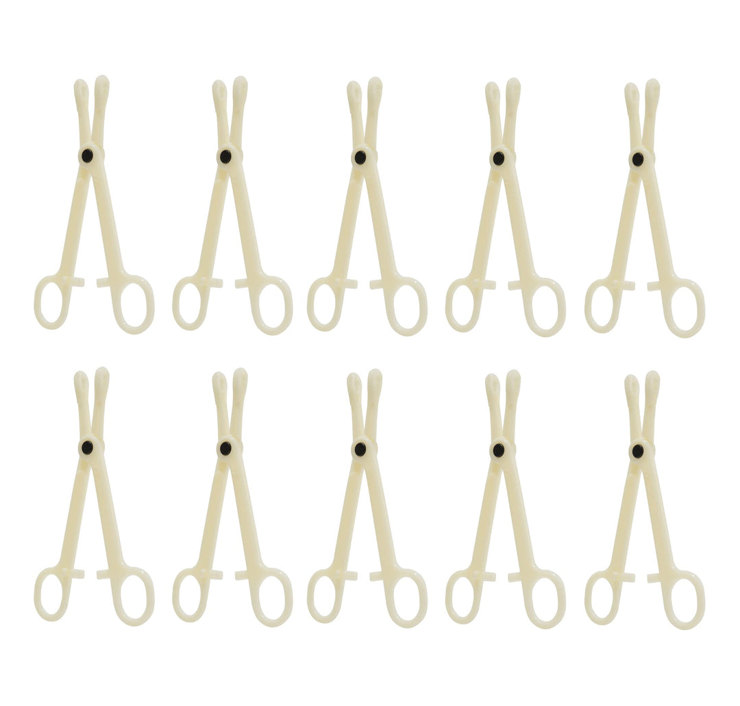 Menba Pack of 10 Disposable Sterile Slotted Navel Forceps For Tattoo Piercing Tool (B)