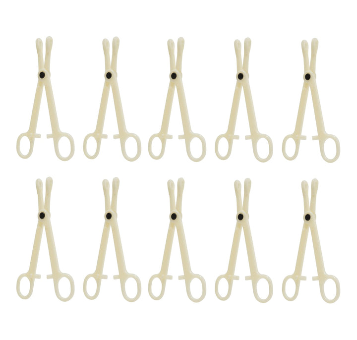 Menba Pack of 10 Disposable Sterile Slotted Navel Forceps For Tattoo Piercing Tool (B)