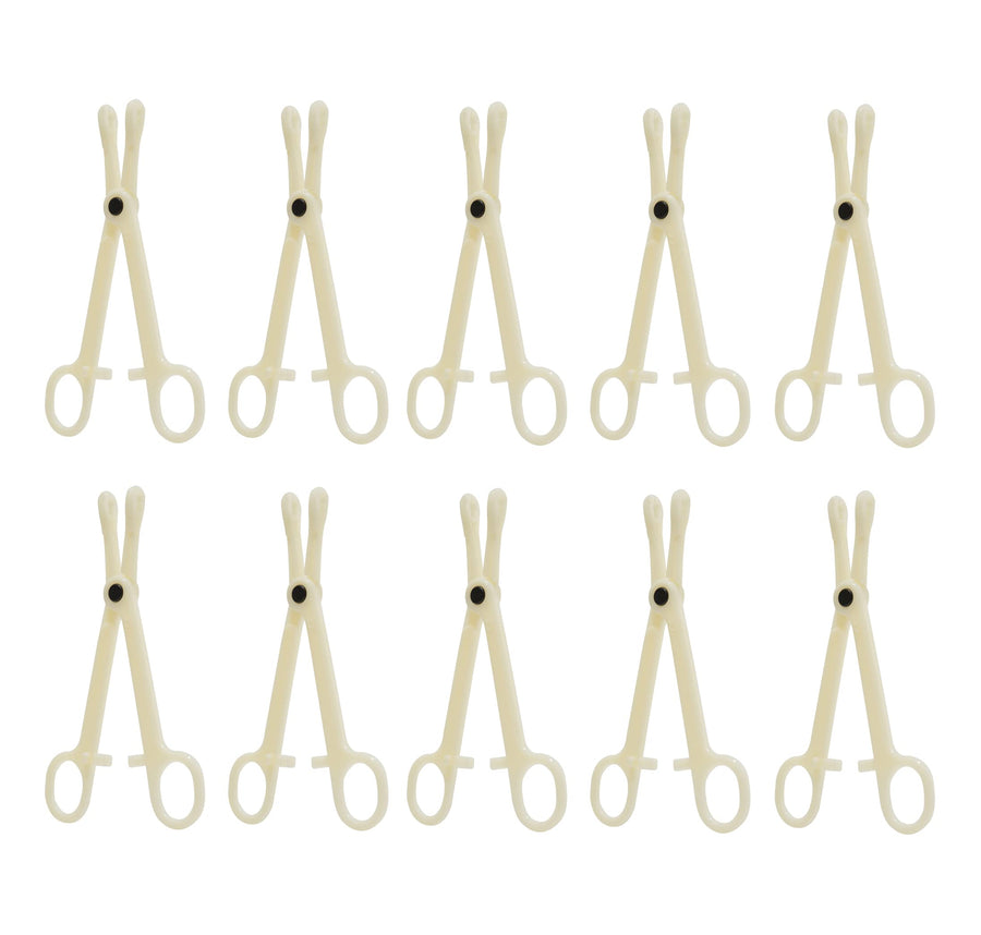 Menba Pack of 10 Disposable Sterile Slotted Navel Forceps For Tattoo Piercing Tool (B)