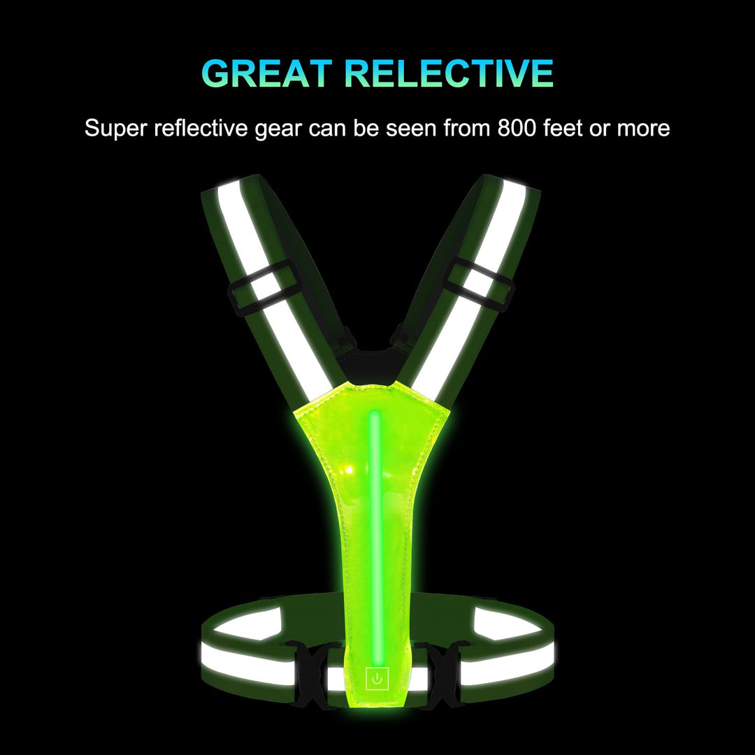 LED Reflective Vest Running Gear, USB Rechargeable LED Light Up Vest High Visibility with Adjustable Waist/Shoulder for Jogging Running Cycling Walking Motorcycle
