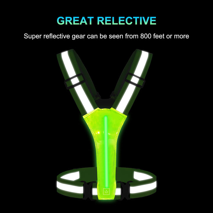 LED Reflective Vest Running Gear, USB Rechargeable LED Light Up Vest High Visibility with Adjustable Waist/Shoulder for Jogging Running Cycling Walking Motorcycle