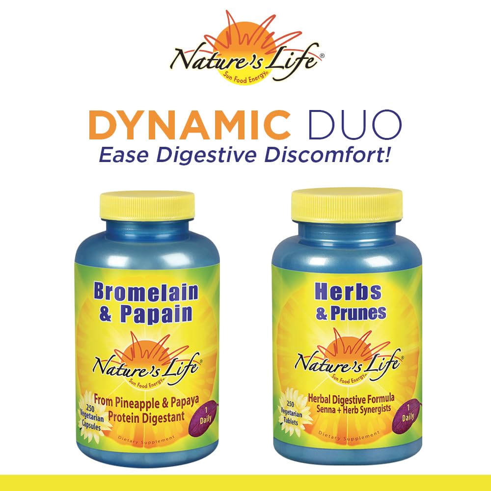 Natures Life Herbs &amp; Prunes | 400mg Senna &amp; Herbal Blend for Healthy Digestion Support | Non-GMO | 250 Tabs, 250 Serv.