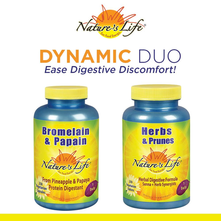 Natures Life Herbs &amp; Prunes | 400mg Senna &amp; Herbal Blend for Healthy Digestion Support | Non-GMO | 250 Tabs, 250 Serv.