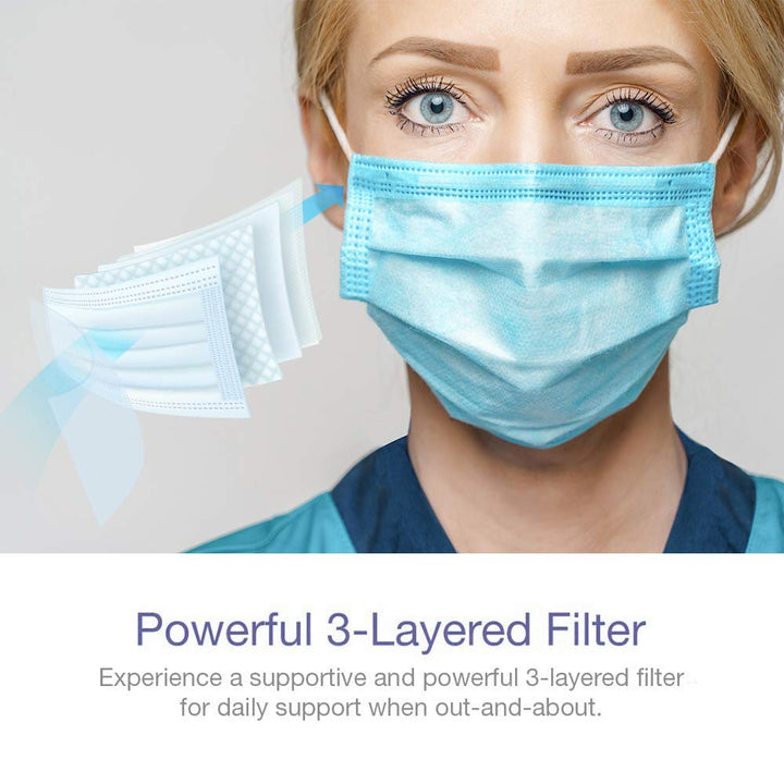 Disposable Face Mask Dust Particle 3-Layer Design Mask with Earloops - 25 Pack