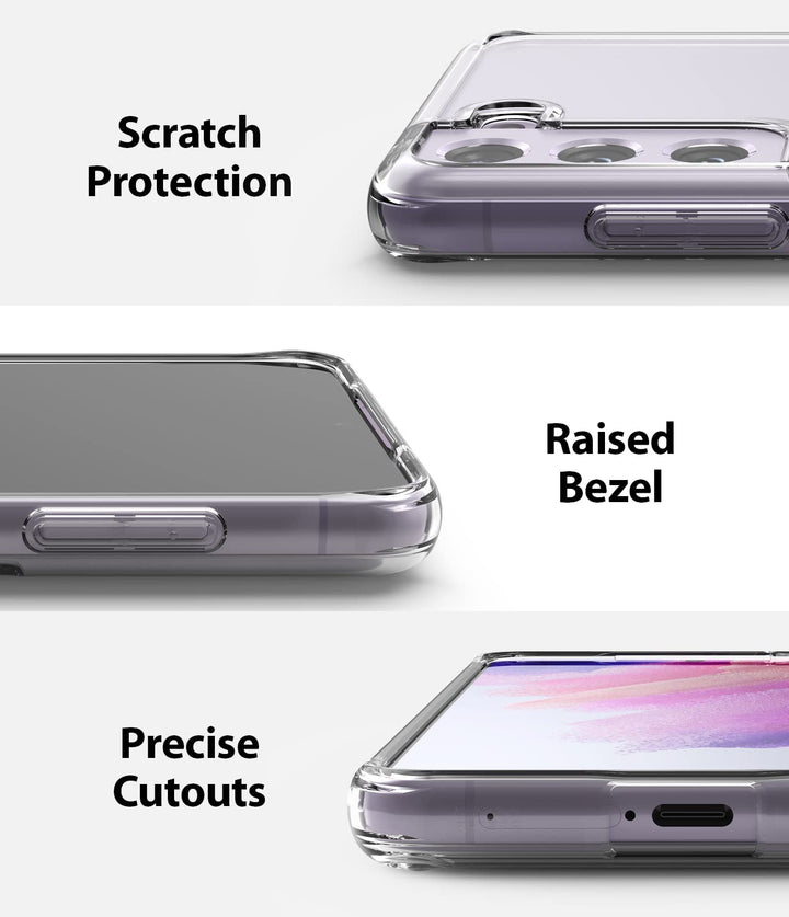 Fusion [Always Look Classy] Compatible with Samsung Galaxy S21 FE Case, UV Coating for Scratch &amp; Discoloration Resistant, Shockproof Air Pockets - Clear