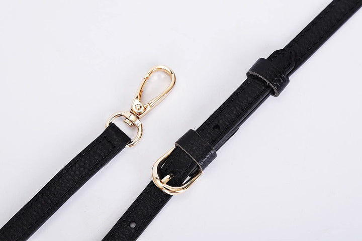 Purse Strap,Genuine Leather Purse Straps Replacement for Cross Body Bag HandBags(Black-Gold Hardware)
