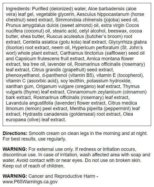 Leg Vein Essentials Cream - 4 fl Ounce (118 ml) - Supportive Cream for Healthy Leg Veins and Circulation