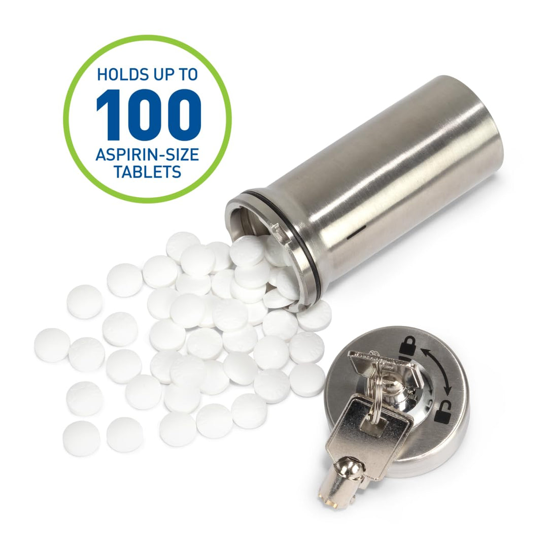 Ezy Dose Pill Box and Medicine, Vitamin Container, Safe for Money & Travel Items, Durable Canister, 2 Keys with Lock, Medium