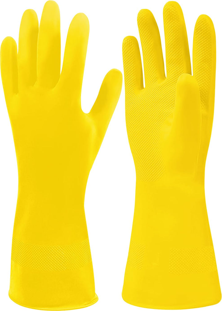 SteadMax 2 Pairs Cleaning Gloves, Reusable Natural Rubber Dish Gloves, Waterproof Latex Non-Slip Dishwashing Gloves for Kitchen and Household (Large, 2 Pack)