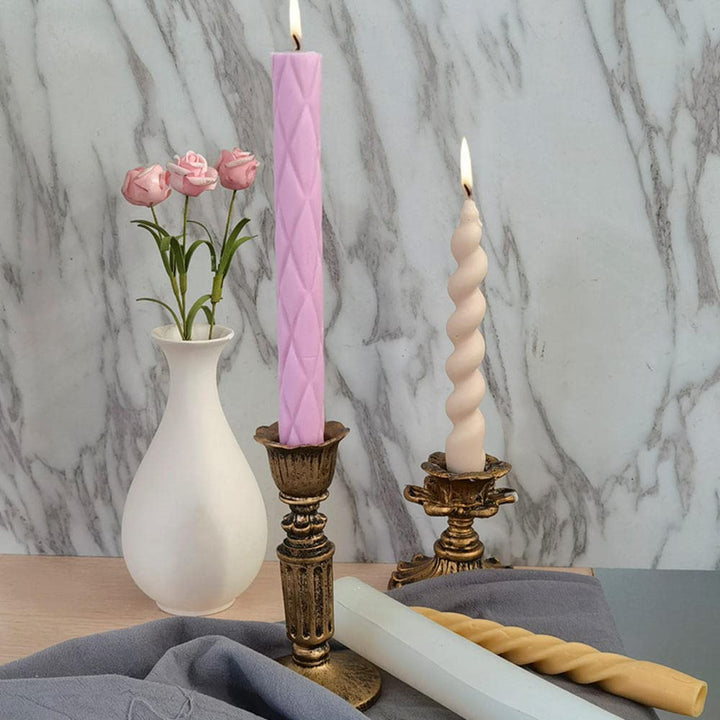 Spiral Taper Candle Mold 3D Twisted Long Taper Candlestick Silicone Mold Pillar Candle Making Mold Aromatherapy Epoxy Resin Mold