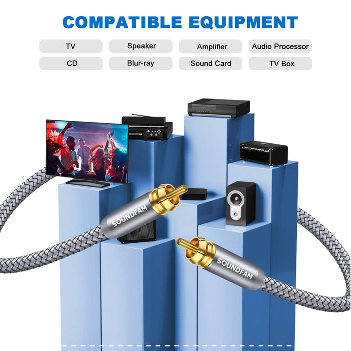 RCA Subwoofer Cable 6ft/2M Digital Coaxial Audio Cable Gold Plated RCA Male to Male SPDIF Cable for Subwoofer,Home Theater,Amplifier,TV-Grey