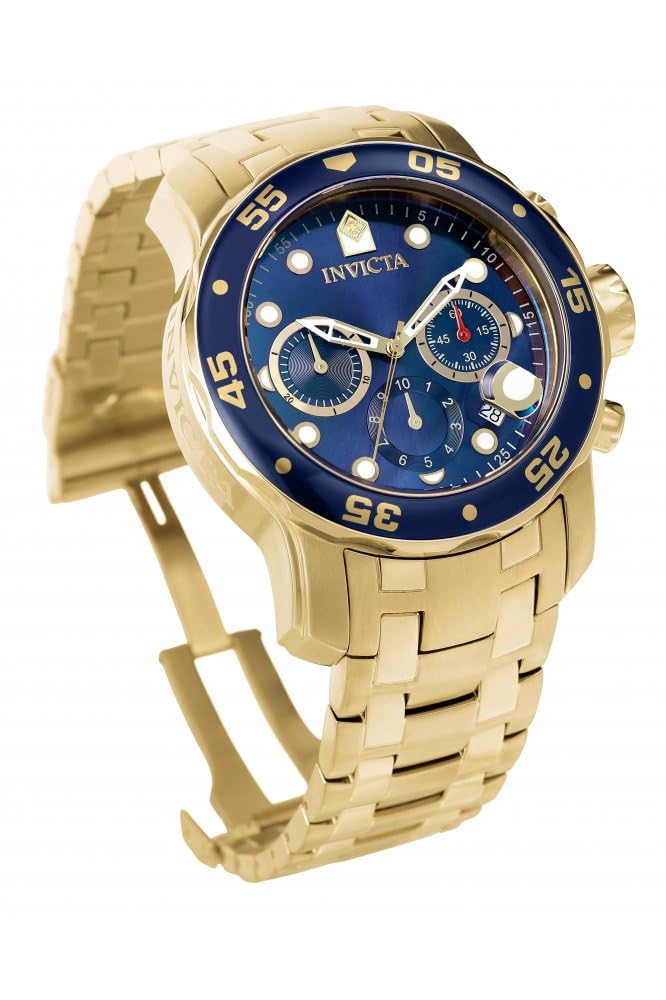 Men&#39;s 0073 Pro Diver Collection Chronograph 18k Gold-Plated Watch