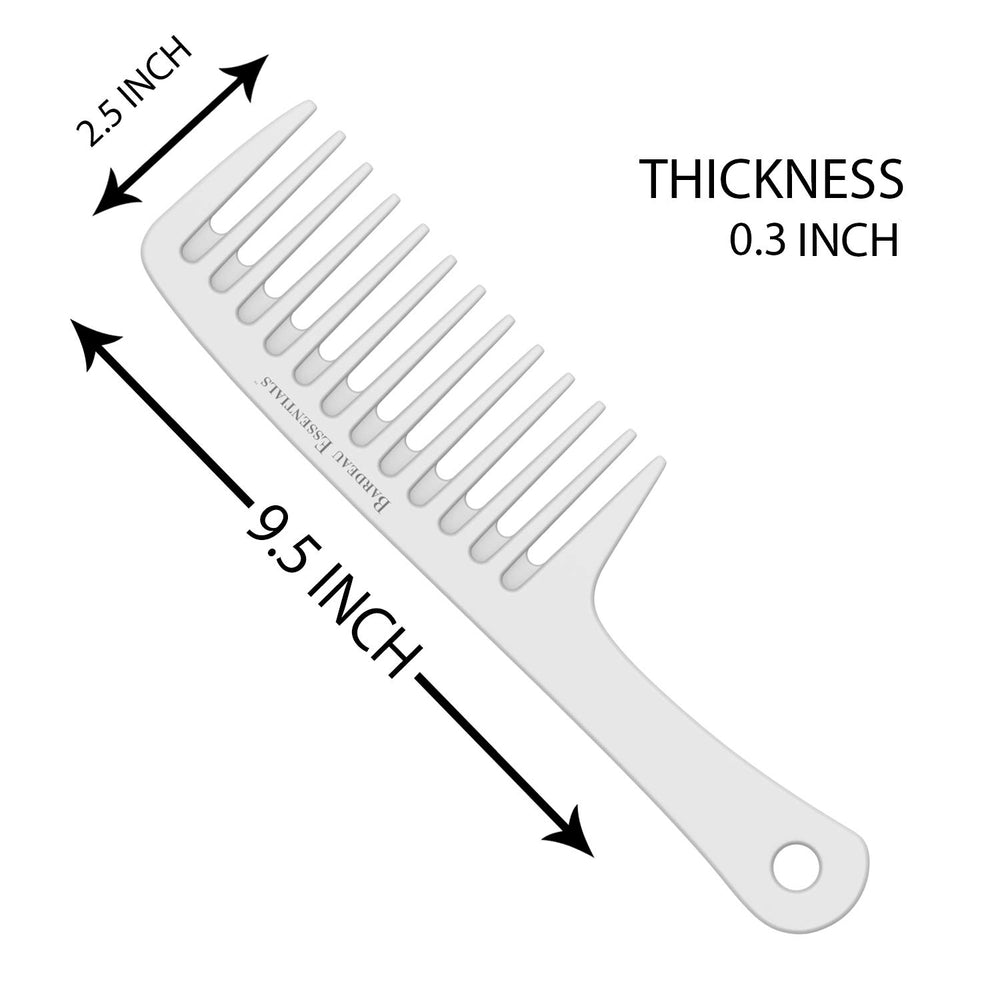 Extra Large Detangler Comb | Wide Tooth Shower Comb with Handle | Big Paddle Comb for Men and Women | Ideal for Everyday Use | For All Hair Types | By (White)