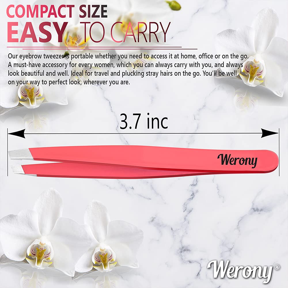 Tweezers for Women - Slant Tweezers - Tweezers Precision - Professional Eyebrow Tweezers - Durable Tweezer for Facial Hair Removal and Brow Shaping