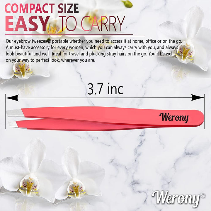 Tweezers for Women - Slant Tweezers - Tweezers Precision - Professional Eyebrow Tweezers - Durable Tweezer for Facial Hair Removal and Brow Shaping