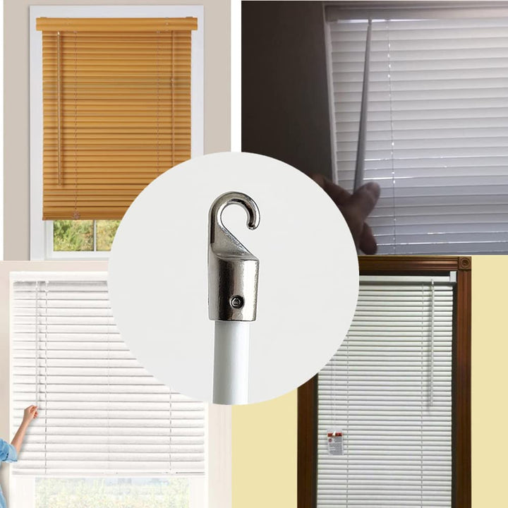 2pcs 35.5inch 900mm Length Drapery Wand Curtain Pull Rod Fiberglass Material Blind Wand Vertical Blinds Rod with Hook Blind Opener Stick Tilt Rod