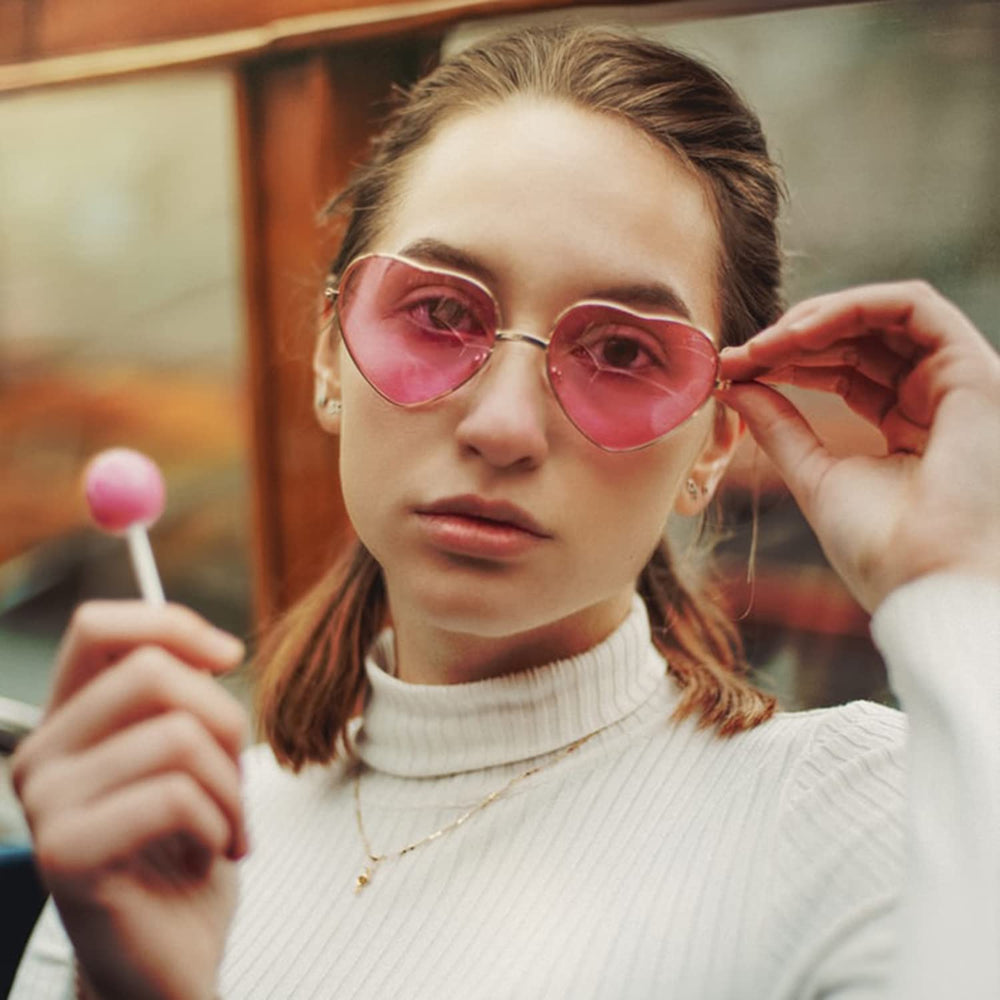 EYLRIM Polarized Heart Shape Sunglasses for Women Cute 