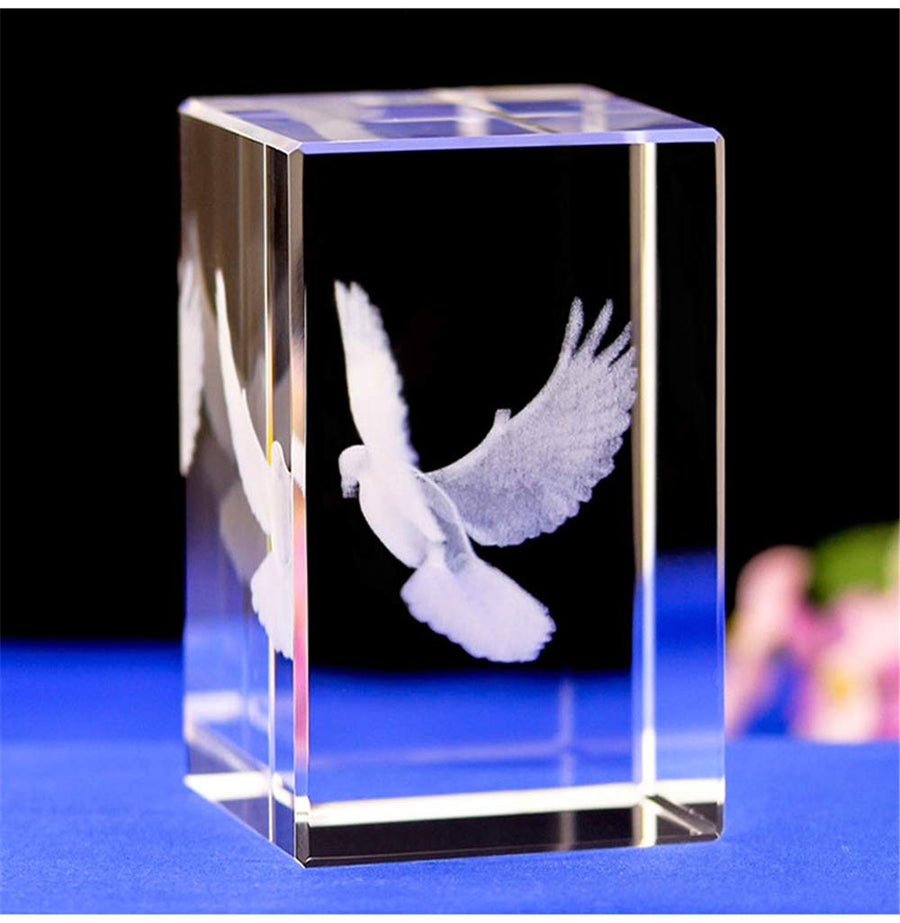 Crystal Glass Peace Dove Figurine,3D Laser Etched Cryst