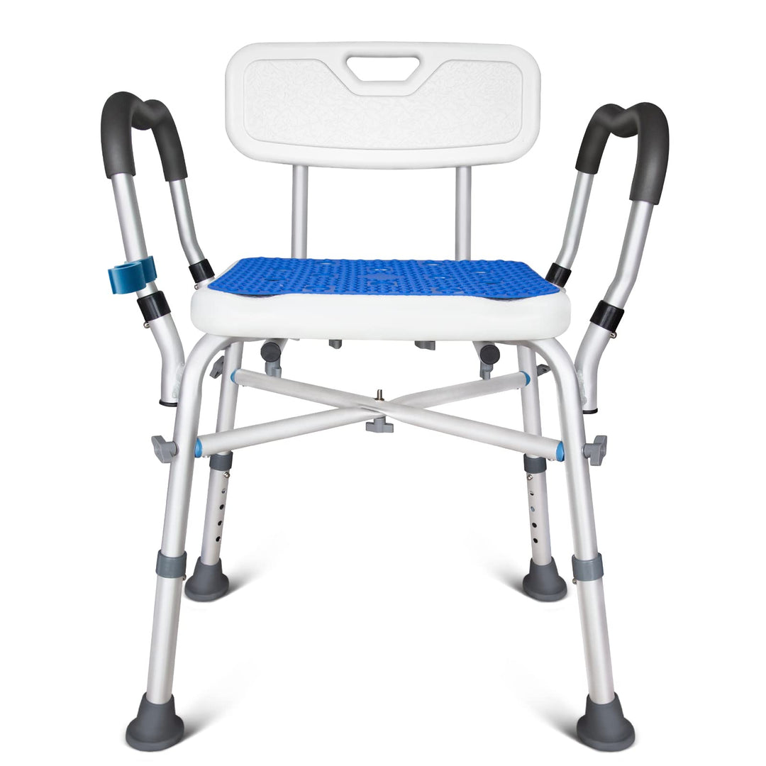 Shower Chair for Inside Shower, 550LBs Heavy Duty Bath Chair with Arms, Medical Shower Seat, Bath Stool Safety Shower Bench with Reinforced Crossing Bar for Elderly, Adults, Disabled