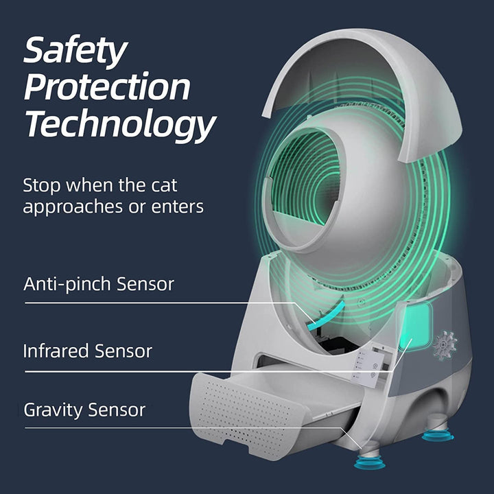 Self Cleaning Automatic Litter Box for Cats 3.3~22lbs,Double Odor Removal-Extra Large with 20 Liners&amp;1 Carbon Filter Box Included -Smart Robot Cat Litter Box with 1 Bag of Cat Litter
