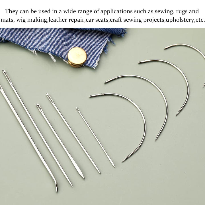 16 Pcs Leather Sewing Needles,Heavy Duty Sewing Needles Kit Include Leather Triangular Needle, Sack Needle, Hand Sewing Needle,Leather Needles for Upholstery,Leather Craft,Carpet Canvas Repair