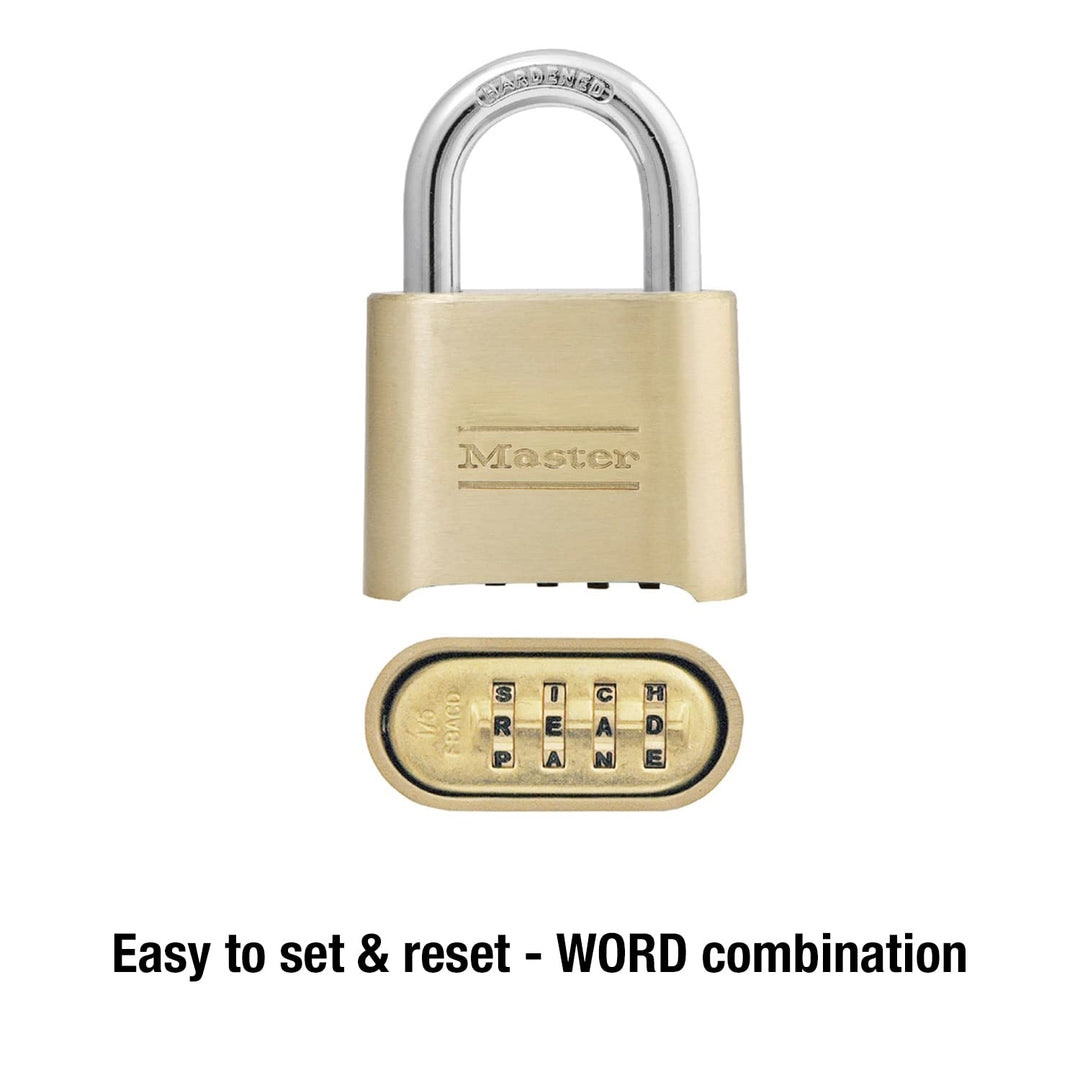 Padlock, Set Your Own Letter Combination Lock, 2 in. Wide, 175DWD, 1- inch, Tan