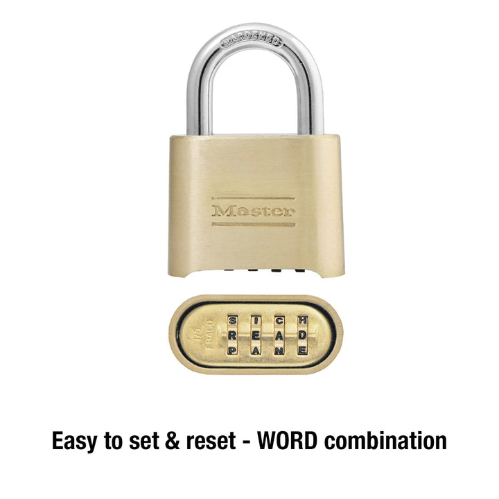 Padlock, Set Your Own Letter Combination Lock, 2 in. Wide, 175DWD, 1- inch, Tan