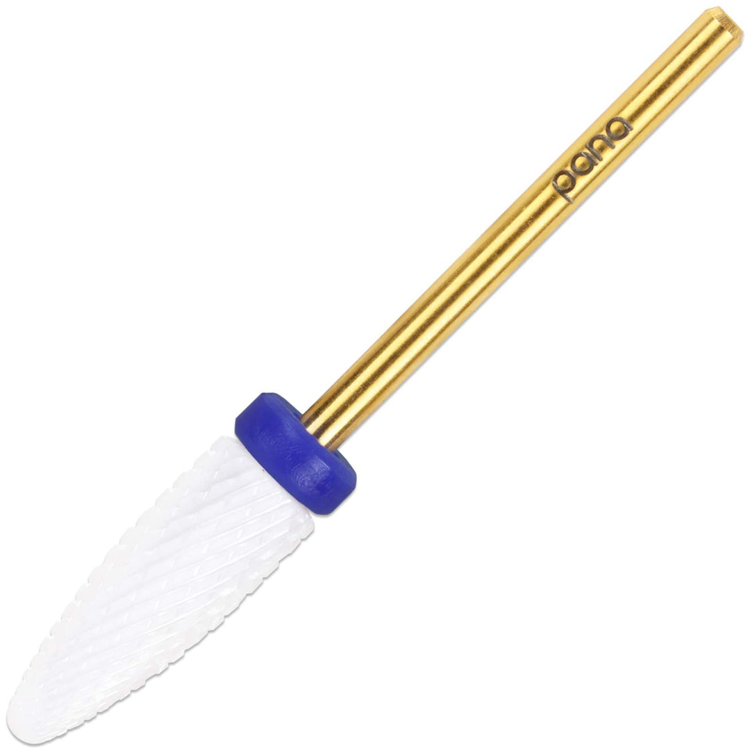 Beauticom Professional USA Ceramic White Flame Cone Shaped Bit Nail Drill (Grit: MEDIUM) 3/32 Shank Size