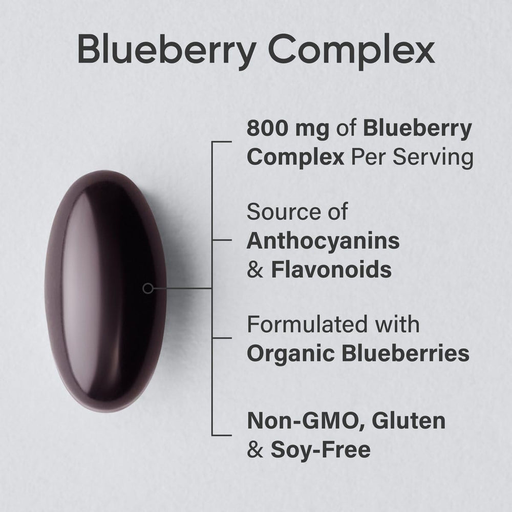 Blueberry Capsules - Made from Organic Blueberries with Organic Extra Virgin Olive Oil - Non-GMO & Gluten Free - 60 Liquid Softgels