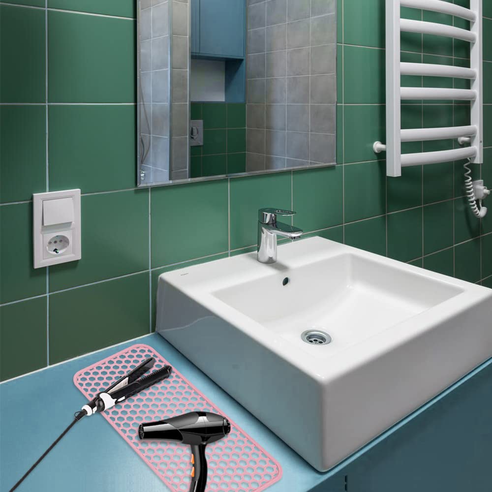 Large Heat Resistant Mat for Hair Styling Tools, Silicone Heat Pad for Curling Iron, Portable Travel Flat Iron Mat for Hair Straightener, Curler Wand, Hot Waver (Blue)