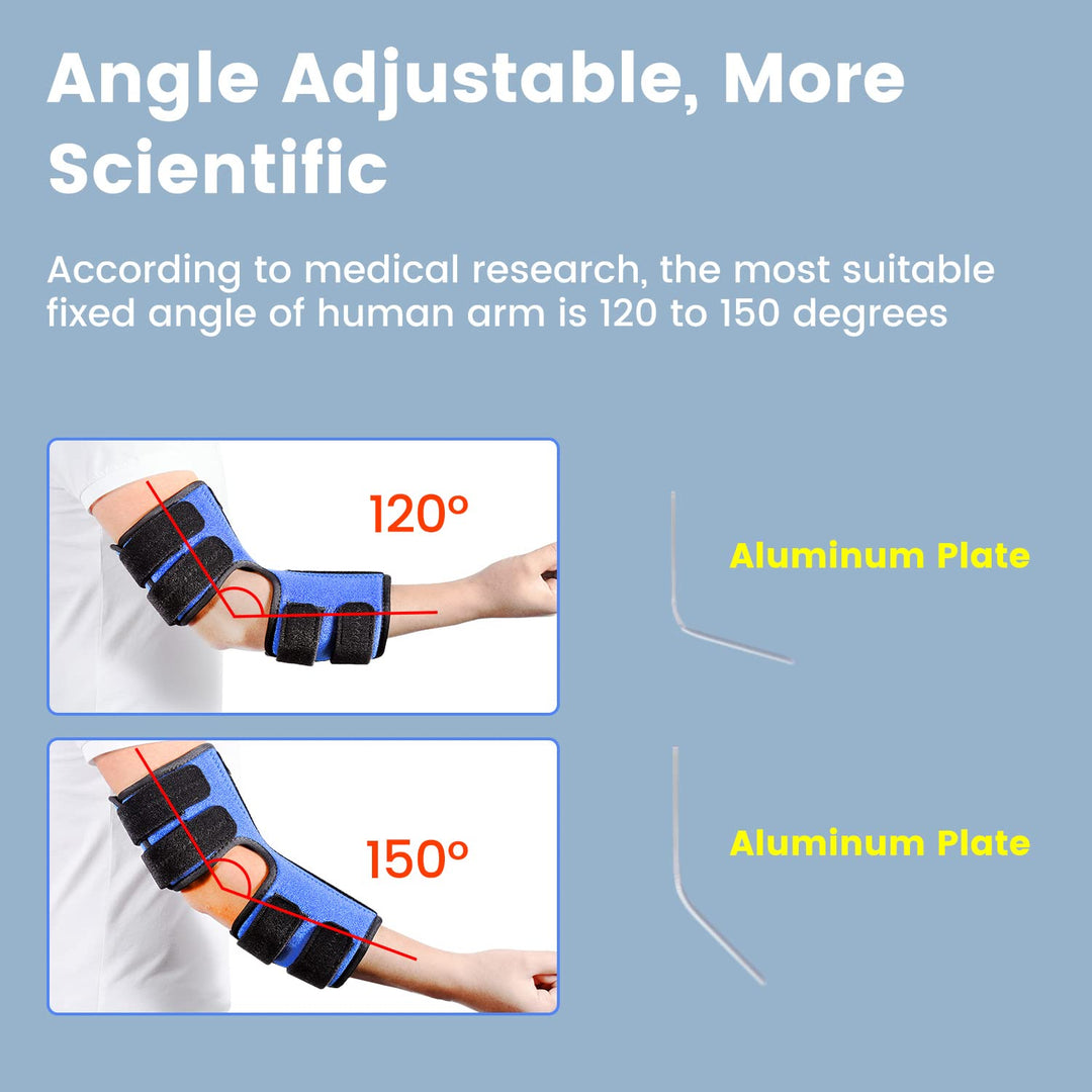 Elbow Splint, Night and Day Brace for Ulnar Nerve Entrapment, Cubital Tunnel Syndrome, for Left &amp; Right Arm, Immobilizer for Sleeping Extension and Working, Adjustable Angle Aluminum Bracket - L/XL