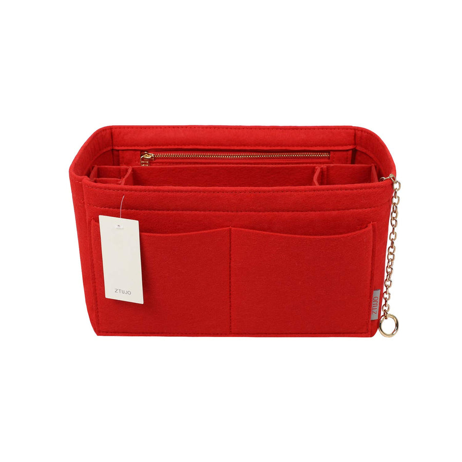 Purse Organizer Insert, Felt Purse Organizer with Zipper and Sewn Bottom Insert, Fit Speedy Neverfull Graceful,6 Sizes (Large, Red)